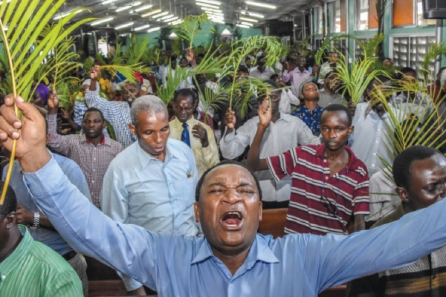 Palm Sunday service held in Tanzania during the Covid-19 pandemic. Getty Images