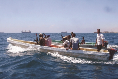 Somali government coast guards off Mogadishu.